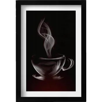 Obraz Dekorativní nástěnný obraz v černém rámu Abstraktní šálek kávy 20 x 30 cm