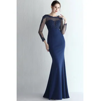 Dámské šaty Večerní šaty dlouhé Sequins SQ1235 Barva: Tmavě Modrá, Velikost: M