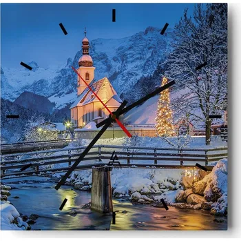 Hodiny Velké nástěnné hodiny 40x40 cm - Krajina - Skleněné tiché hodiny