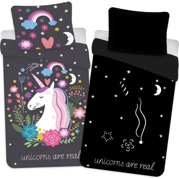 Povlečení Sada povlečení Jednorožec 140 x 200 cm černá