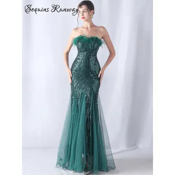 Dámské šaty Dlouhé večerní šaty Sequins SQ1116 Barva: Zelená, Velikost: 2XL