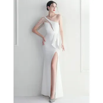 Dámské šaty Dlouhé sexy šaty Sequins SQ989 Barva: Bílá, Velikost: M