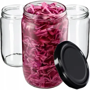 Sklenice 48x ZAVAŘOVACÍ SKLENICE 720ml SKLENICE NA OKURKY MED VÍČKA FI82