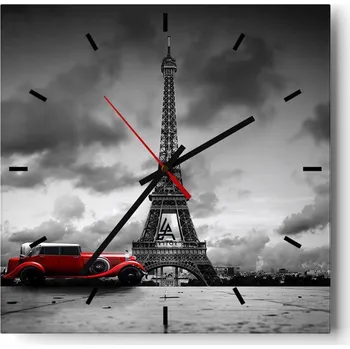 Hodiny Velké nástěnné hodiny na zeď 40x40 Motorismus Skleněné hodiny Tiché