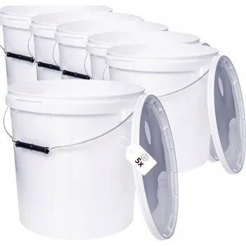 Dóza na potraviny 5x Kbelík na potraviny 30L Bílý s uchem a víkem