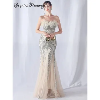 Dámské šaty Dlouhé večerní šaty Sequins SQ1116 Barva: Stříbrná, Velikost: XL