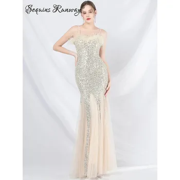 Dámské oblečení Dlouhé plesové šaty Sequins SQ1143 Barva: Stříbrná, Velikost: S