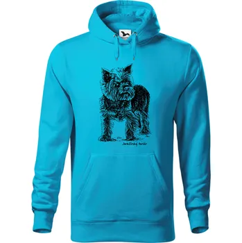 Dámská mikina Mikina - Jorkšírský teriér Barva: Modrá - tyrkysová (44), Velikost: 3XL, Střih: Pánské