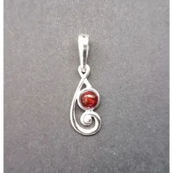 Přívěsek Přívěsek zdobený jantarem - stříbrný přívěsek - varianta 2