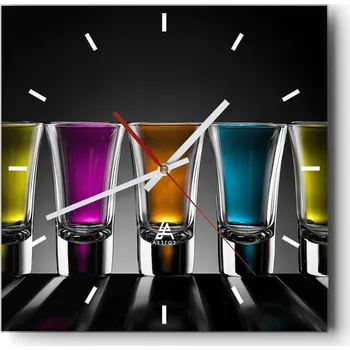 Hodiny Nástěnné hodiny do kuchyně 30x30 Gastronomie Stylové hodiny na skle Loft Tiché