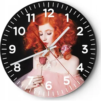 Hodiny Nástěnné hodiny do obýváku 40x40 Žena Kulatý Skleněné hodiny Loft Tiché