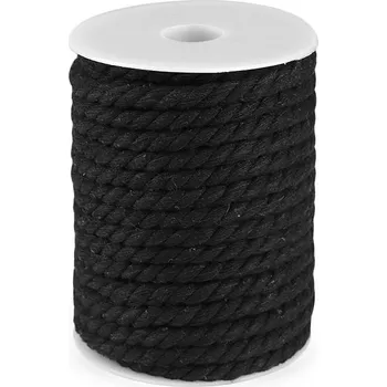 Příze Bavlněná šňůra kroucená Ø8 mm macrame Varianta: 2 černá, Balení: 20 m