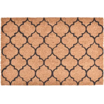 Rohožka Rohožka pod dveře 60x40 cm kokosová s potiskem ROMBY SVĚTLE hnědá