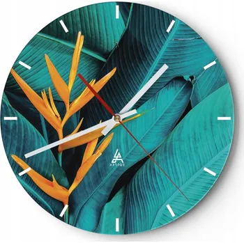 Hodiny Nástěnné hodiny do kuchyně 30x30 Botanika Skleněné hodiny do obýváku Loft Tiché