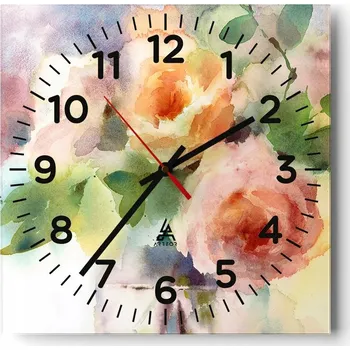Hodiny Nástěnné hodiny do obýváku 40x40 Květiny Tichý chod Skleněné hodiny