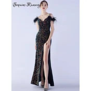 Dámské šaty Maxi svatební šaty Sequins SQ940 Velikost: L, Barva (Varianta): 31375 Černá