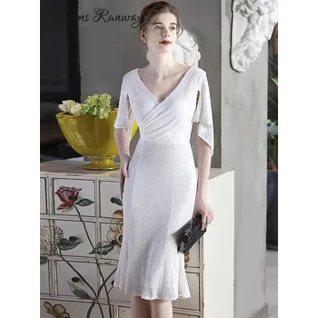 Dámské šaty Večerní midi šaty Sequins SQ180 Barva: Bílá, Velikost: S