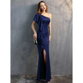 Dámské šaty Dlouhé večerní šaty Sequins SQ915 Barva: Tmavě Modrá, Velikost: L