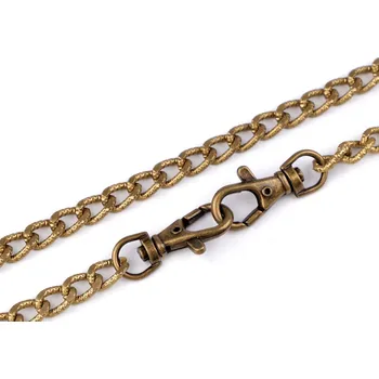 Řetízek Řetízek na kabelky s reliéfem, s karabinou, délka 120 cm Varianta: 4 staromosaz, Balení: 20 ks