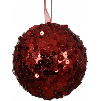 Vánoční dekorace Vánoční Koule na vánoční stromeček kulatá s flitry ČERVENÁ lesklá na stromeček 8 cm