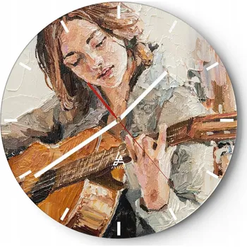 Hodiny Nástěnné hodiny do kuchyně 30x30 Kytara Skleněné hodiny do obýváku Loft Tiché