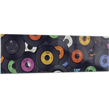 Obraz Velký skleněný obraz do obýváku 160x50 hudba desky moderní obrazy