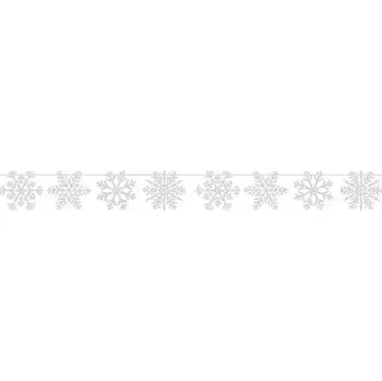 Vánoční dekorace Vánoční papírová girlanda - ozdobné Sněhové Vločky, velké eko prvky, 2 m, 1 ks