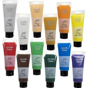 Vodová barva Akrylové barvy MAALEO vícebarevné 12 ks 100 ml