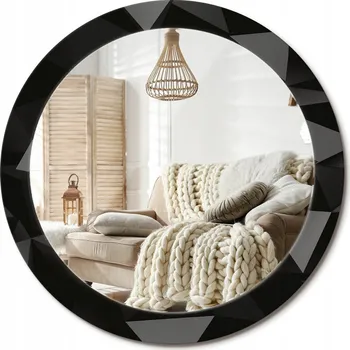 Zrcadlo Zrcadlo s potiskem do koupelny ložnice obývacího pokoje Abstraktní černá fi80 cm