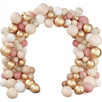 Balónek Balónková girlanda růžovo zlatá sada 102ks balónků páska