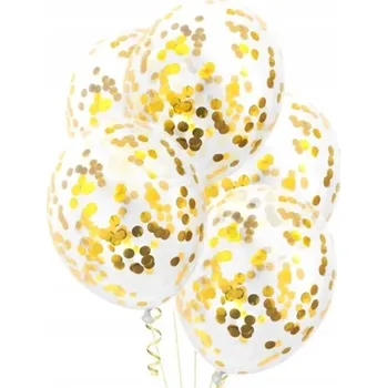 Balónek BALÓNKY SE ZLATÝM KONFETAMI 30 CM 5 KS NAROZENINY