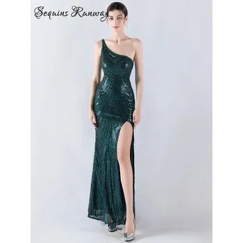 Dámské šaty Sexy svatební šaty maxi Sequins SQ1103 Barva: Zelená, Velikost: 2XL