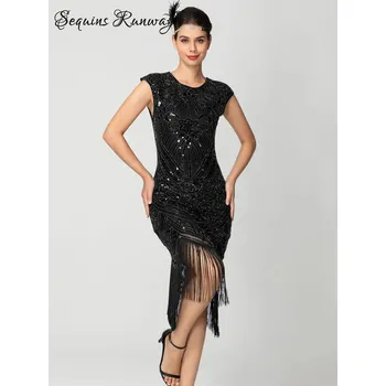 Dámské šaty Večerní midi šaty Sequins SQ176 Velikost: XL, Barva (Varianta): FD-QA058Black Silver