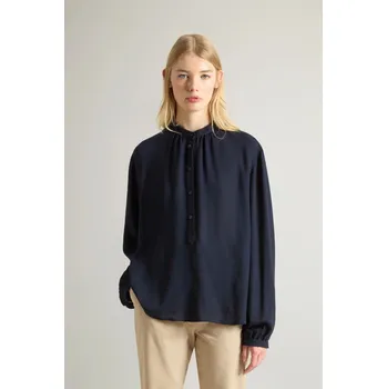 Dámská košile HALENKA WOOLRICH LIGHT GAUZE WOOL SHIRT MELTON BLUE