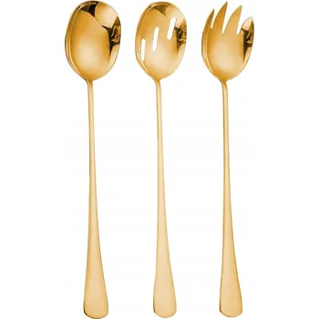 Příbor Zlaté lžíce na salát, sada 3 kusů, salátové příbory 28 cm