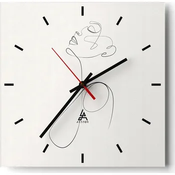 Hodiny Velké nástěnné hodiny na zeď 40x40 Žena Skleněné hodiny Čtvercové Tiché