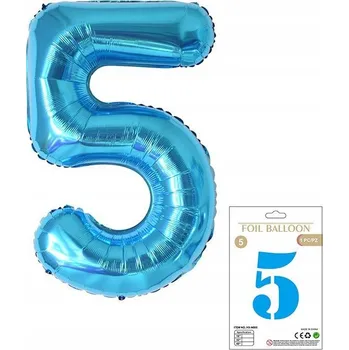Balónek Fóliový balónek PartyPal 450285 číslice 5, 100 cm, modrý