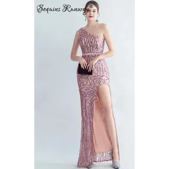 Dámské šaty Svatební šaty dlouhé Sequins SQ1252 Barva: Růžová, Velikost: S