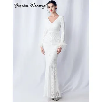 Dámské šaty Plesové šaty dlouhé Sequins SQ1200 Barva: Bílá, Velikost: M