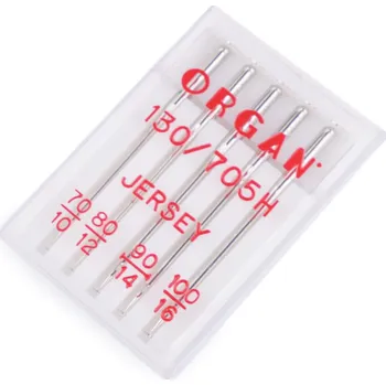 Strojové jehly Jersey sdružené 70; 80; 90; 100 Organ Varianta: nikl, Balení: 50 krab.