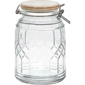 Sklenice Zavařovací Sklenice na uskladnění s bambusovým víkem 1,8l