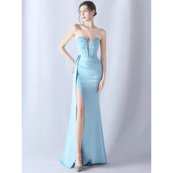 Dámské šaty Svatební šaty dlouhé Sequins SQ1248 Barva: Nebeská, Velikost: XL