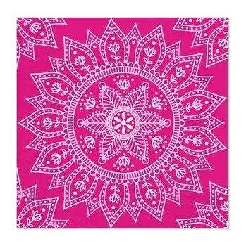 Papírový ubrousek PAPÍROVÉ UBROUSKY RŮŽOVÉ BÍLÉ FUCHSIOVÉ MANDALA 33 CM 20 KS