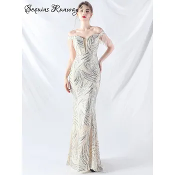 Dámské oblečení Sexy svatební šaty maxi Sequins SQ1100 Barva: Stříbrná, Velikost: XL