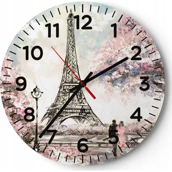 Hodiny Velké nástěnné hodiny 40x40 cm Město Skleněné hodiny Kulatý Tiché