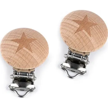 Vánoční dekorace Dětský klip dřevěný - slon, hvězda, smajlík Varianta: 2 přírodní hvězda, Balení: 1 ks