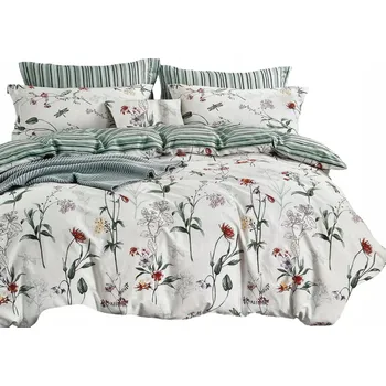 Povlečení POVLEČENÍ 160X200 BAVLNA SATÉN + 2 POVLAKY NA POLŠTÁŘE 70X80 KWIATY SADA POVLEČENÍ