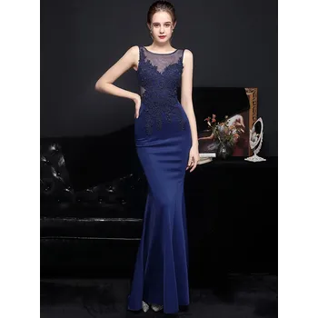 Dámské šaty Svatební šaty dlouhé Sequins SQ1250 Barva: Tmavě Modrá, Velikost: 2XL