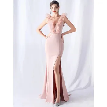 Dámské šaty Dlouhé šaty na večer Sequins SQ1002 Barva: Růžová, Velikost: XL