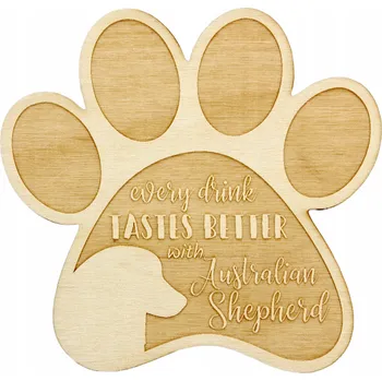 Podtácek Australský ovčák gravírované podložky pod hrnek se psem, sada 4 kusů